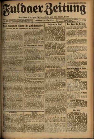 Erste Ausgabe vom Mittwoch, den 28. Mai 1924.