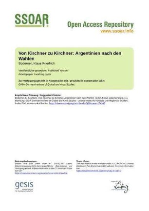 Von Kirchner zu Kirchner: Argentinien nach den Wahlen