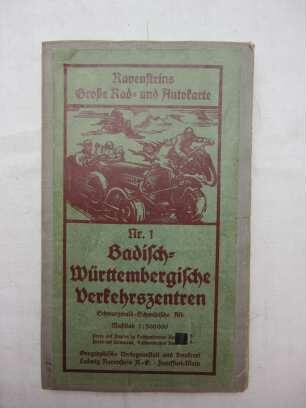 Ravensteins Große Rad- und Autokarte Nr. 1 Badisch-Württembergische Verkehrszentren 1:300 000