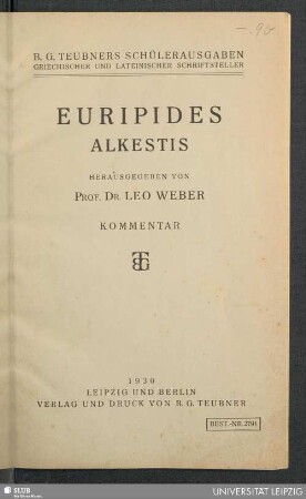 Euripides, Alkestis : Kommentar