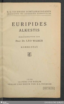 Euripides, Alkestis : Kommentar
