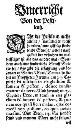 Untericht Von der Pestilentz.