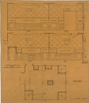 Fischer, Theodor; München, Ausstellungspark Theresienhöhe; Ausstellungsgestaltung Raum Prof. Fischer - Halle I. (Grundriss, Wandabwicklungen)