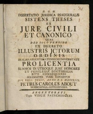 1-16, Jure Civili Et Canonico