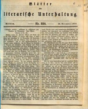 Blätter für literarische Unterhaltung, 1839, Nr. 324