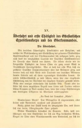 XV. Überfahrt und erste Thätigkeit des Ostasiatischen Expeditionskorps und des Oberkommandos