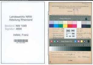 Entnazifizierung Franz Irsfeld , geb. 21.12.1899 (Anwalt)