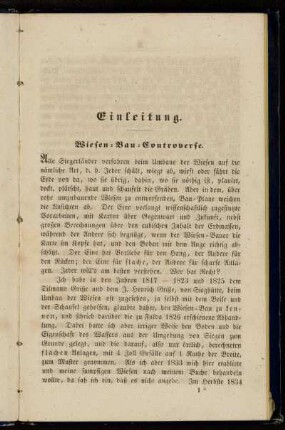 Einleitung. Wiesen-Bau-Controverse