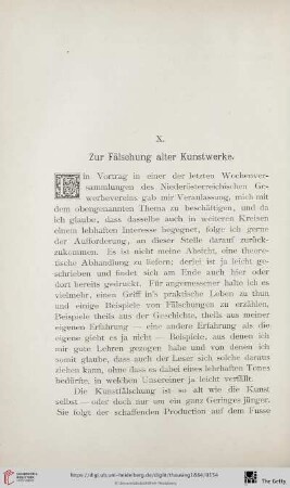 X. Zur Fälschung alter Kunstwerke