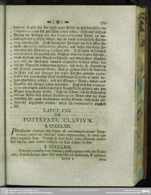 Caput VIII. De Potestate Clavium