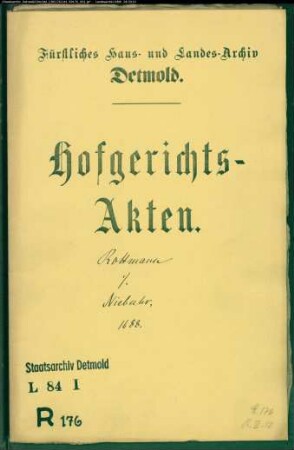 Rottmann, Franz gegen Joh. Hermann Niebuhr zu Hardissen - Schuldforderung
