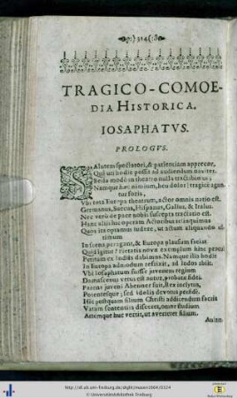 Tragico-comoedia historica. Josaphatus.