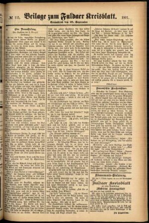 Zweite Ausgabe vom Samstag, den 28. September 1901.