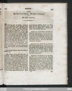 XXIII. Gemeinnützige Bemerkungen über Selbstregenten.
