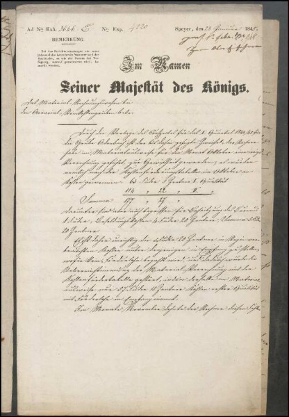 Monita zum Rechnungswesen der Steinkohlengrube
                        Odenbach-Roth