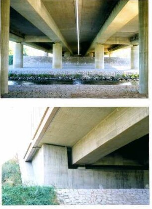 Unterführung der Murg bei Rastatt, km 650,443 Neue Murgtalbrücke BW 94/38A Fertigstellung 1995 (Uferbefestigung)