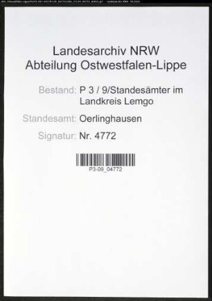 Heiratsregister Standesamt Oerlinghausen
