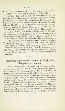 Einladungen zum internationalen geologischen Kongress in London