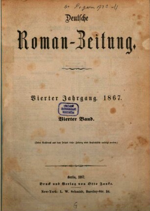Deutsche Roman-Zeitung. 1867,4, 1867,4 = Jg. 4