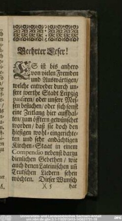 Verehrter Leser!
