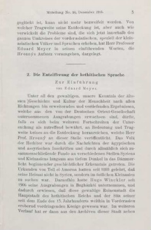 2. Die Entzifferung der hethitischen Sprache. Zur Einführung