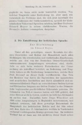 2. Die Entzifferung der hethitischen Sprache. Zur Einführung