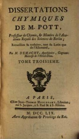 Dissertations Chymiques, 3