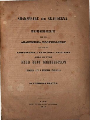 Shakspeare och Skalderna