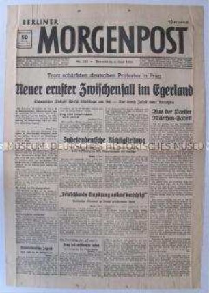 Tageszeitung "Berliner Morgenpost" zur Eskalation der Spannungen im Sudetenland