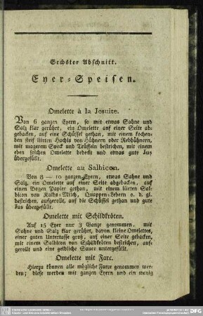 Sechster Abschnitt. Eyer-Speisen