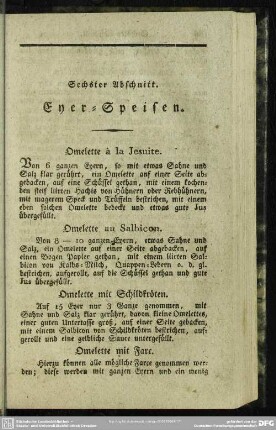 Sechster Abschnitt. Eyer-Speisen