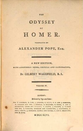 The Odyssey Of Homer, 4