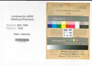 Entnazifizierung Heinrich Klein , geb. 25.02.1898 ()