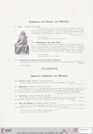 Skulpturen von Marmor und Elfenbein (Nr. 127-129)