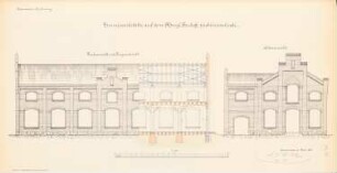 Hafen-Bauhof, Swinemünde: Zimmerwerkstätte: Ansichten, Schnitt 1:100