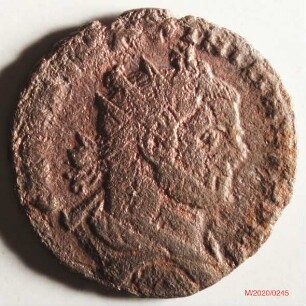 Römische Münze, Nominal Follisteilstück, Prägeherr Diocletian für Galerius, Prägeort Karthago, Original