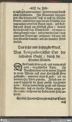 Das sechs und sechtzigste Stuck. Von Sympathetischer Cur der fallenden Sucht, durch die Elands-Klauen