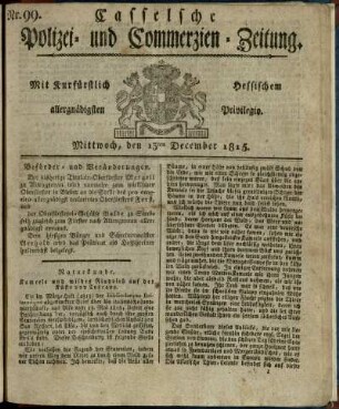 Nr. 99, Mittwoch, den 13ten December 1815