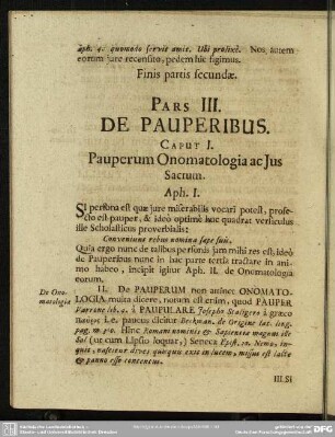 Pars III. De Pauperibus