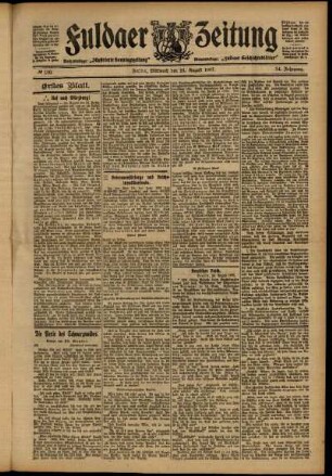 Erste Ausgabe vom Mittwoch, den 21. August 1907.