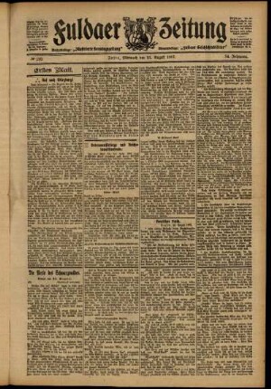Erste Ausgabe vom Mittwoch, den 21. August 1907.