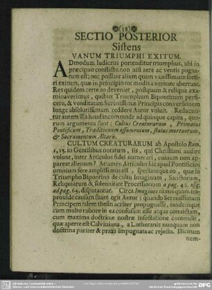 Sectio Posterior Sistens Vanum Triumphi Exitum