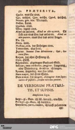 De verborum praeteritis, et supinis.