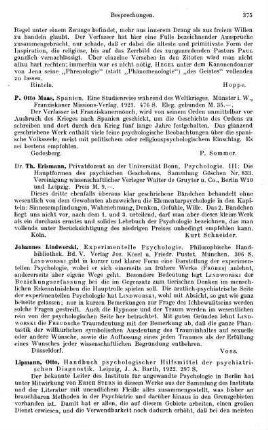 375, Th. Erismann. Psychologie. III: Die Hauptformen des psychischen Geschehens