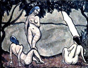 Drei Frauen vorm See, farbig