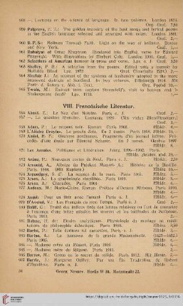 VIII. Französische Literatur (Nr. 966 - 1319)