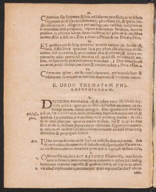 II. Ordo Thematum Philosophicorum.