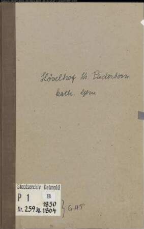 Kirchenbuchduplikat der katholischen Gemeinde Hövelhof, Kreis Paderborn (GHT 1850-1864) (Gemeinde: Katholische Gemeinde Hövelhof)