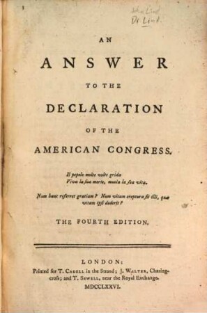 An answer to the declaration of the American Congress