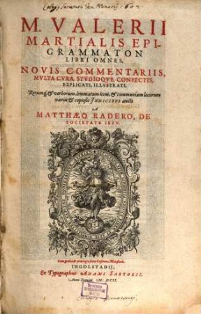 M. Valerii Martialis Epigrammaton Libri Omnes